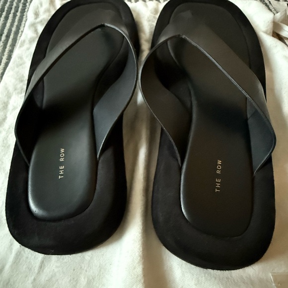 The Row Ginza Black Suede and Leather Platform Flip Flop Sandals size 40.5 - Picture 5 of 11